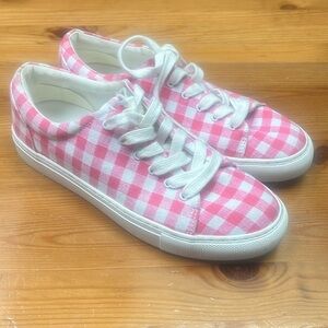J. Crew Factory Pink Gingham Plaid Sneakers 7,5